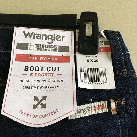 NEW Wrangler Riggs Women's Dark 5 Pocket Bootcut Work Jeans Size 10x30 - Picture 9 of 12